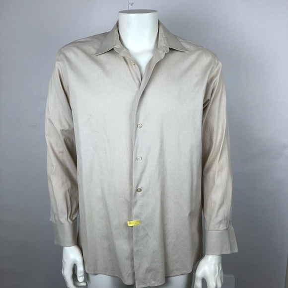 Calvin Klein Mens Size L Tan Long Dress Shirt - Picture 11 of 11